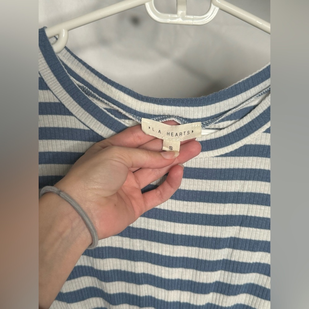 Medium LA Hearts blue and white striped dress